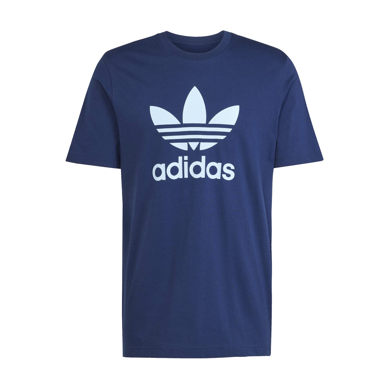 Front view of adidas Trefoil men's T-shirt with logo on white background