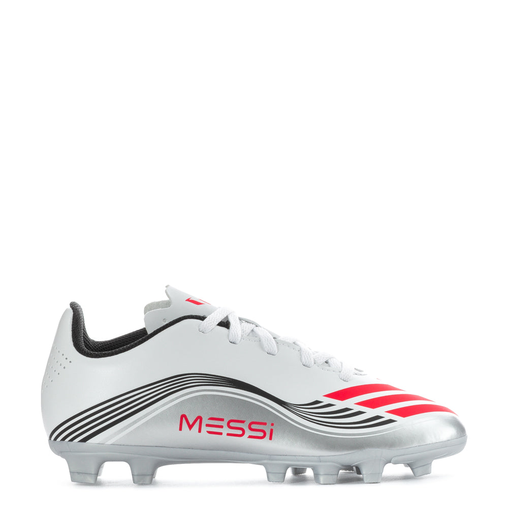 Adidas F50 Messi Youth Soccer Cleats side view, perfect for kids soccer players.