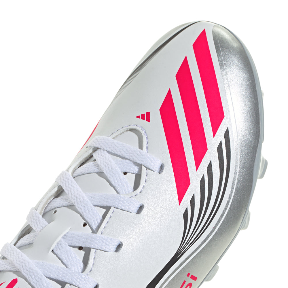Adidas F50 Messi Youth Soccer Cleats close-up, highlighting the soft toe box for better ball control.