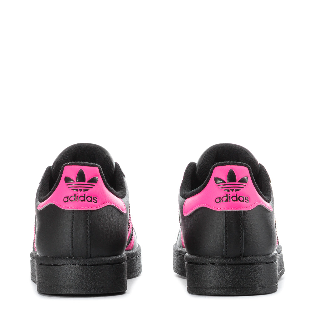 Close-up of the padded tongue and collar on Adidas Superstar Youth Sneakers, emphasizing comfort.