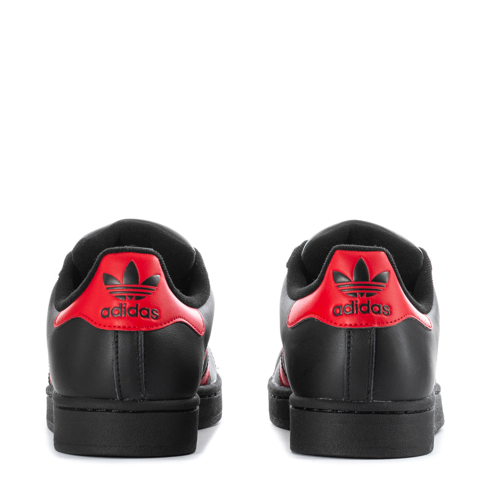 Top angle of adidas Superstar II mens leather sneakers highlighting the padded collar and lace-up style.