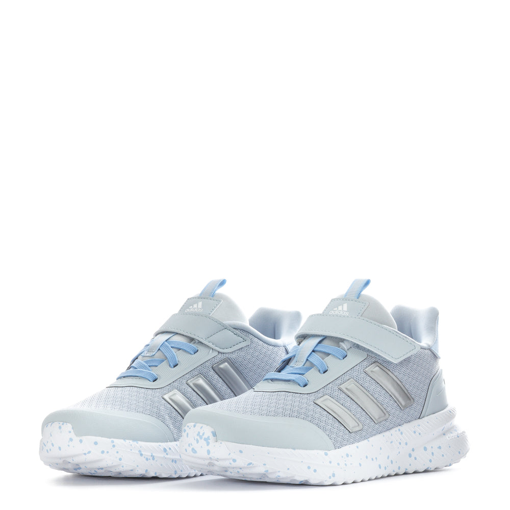 Side view of adidas X_PLR Path sneakers on a child, emphasizing style and support for active kids