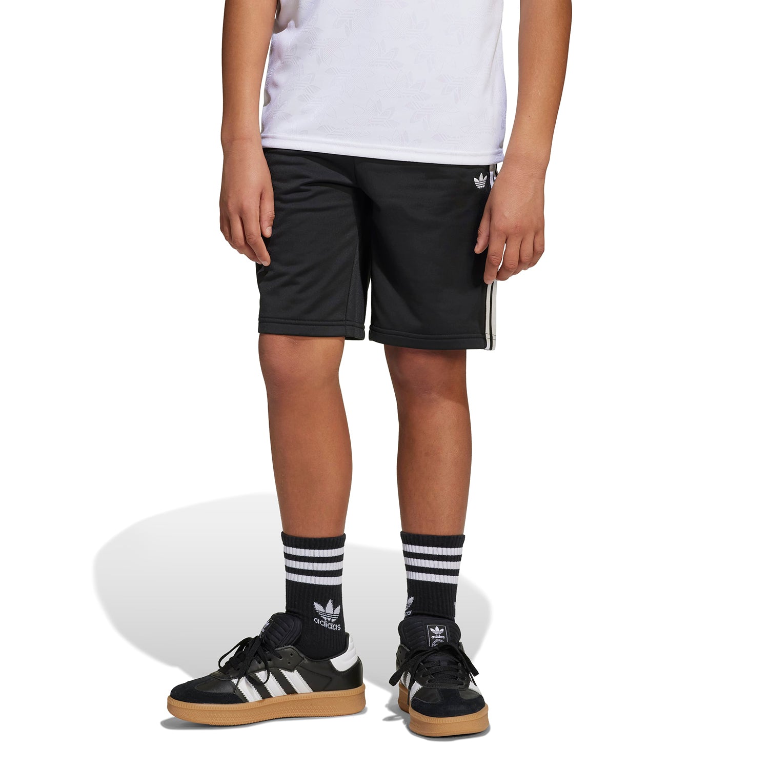 Close-up of breathable fabric on youth sports shorts
