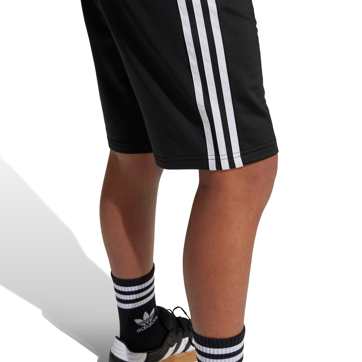 Close-up of breathable fabric on youth sports shorts