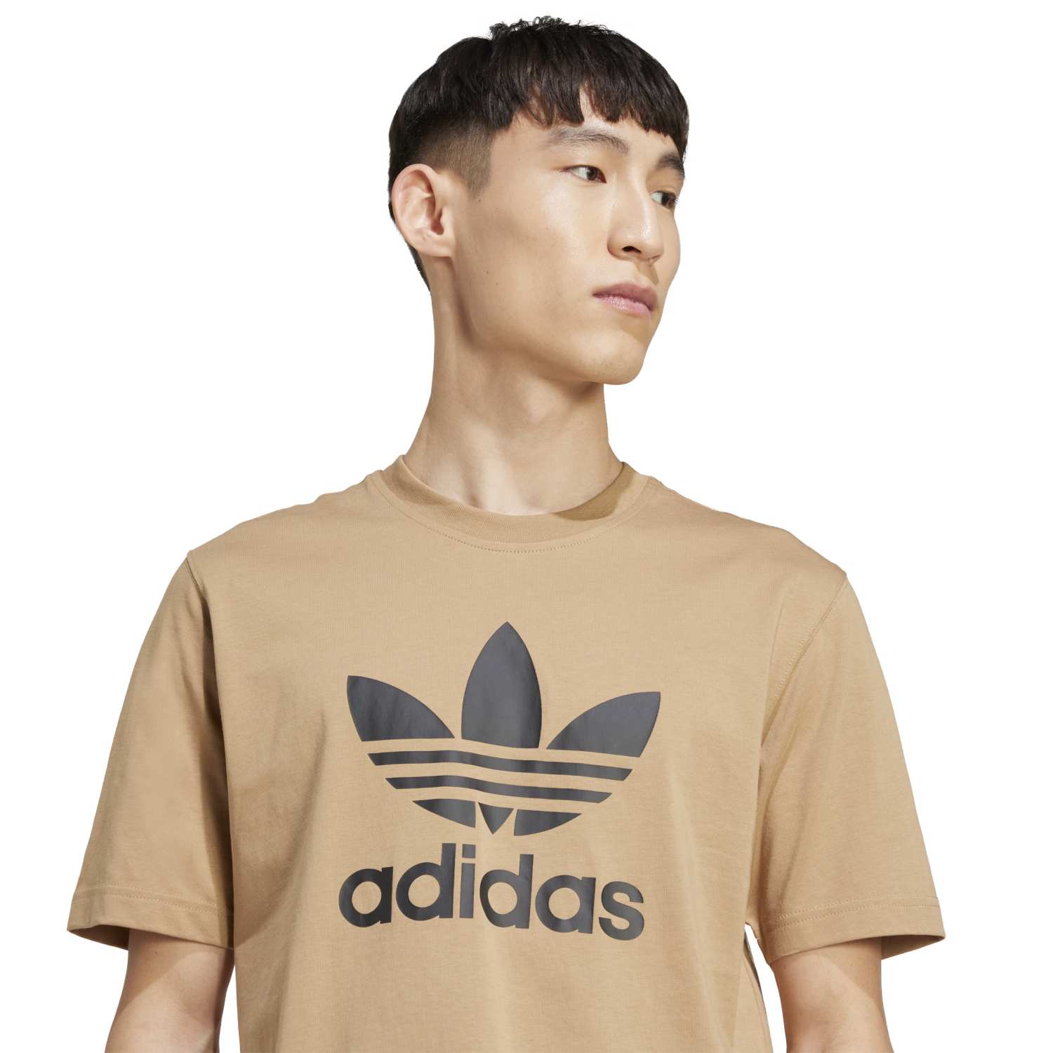 Front view of Adidas Trefoil Cotton Tee for Men, highlighting the iconic logo.