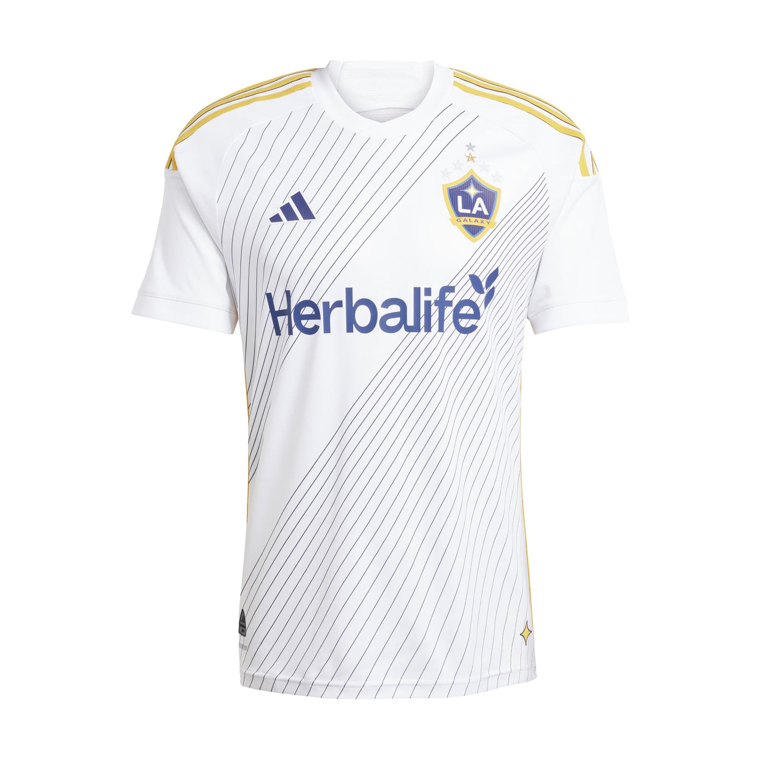 Front view of Galaxy Authentic Men's Home Jersey with team logo