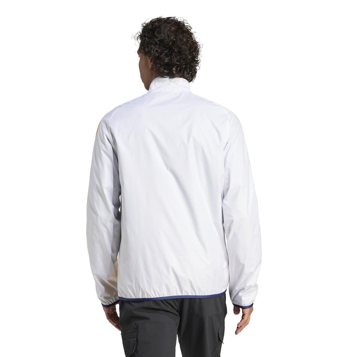 Side view of the Galaxy Anthem Mens Sports Jacket, highlighting the zip-up closure and hood.