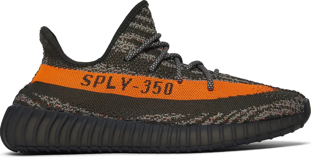 Side view of Yeezy Boost 350 V2 Carbon Beluga highlighting its sleek silhouette.
