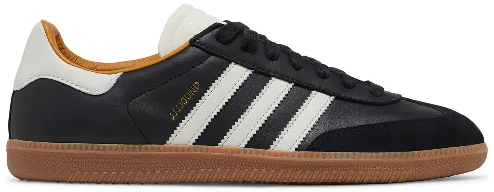 Adidas Samba JJJJOUND/BLACK sneakers front view highlighting the black color and white accents