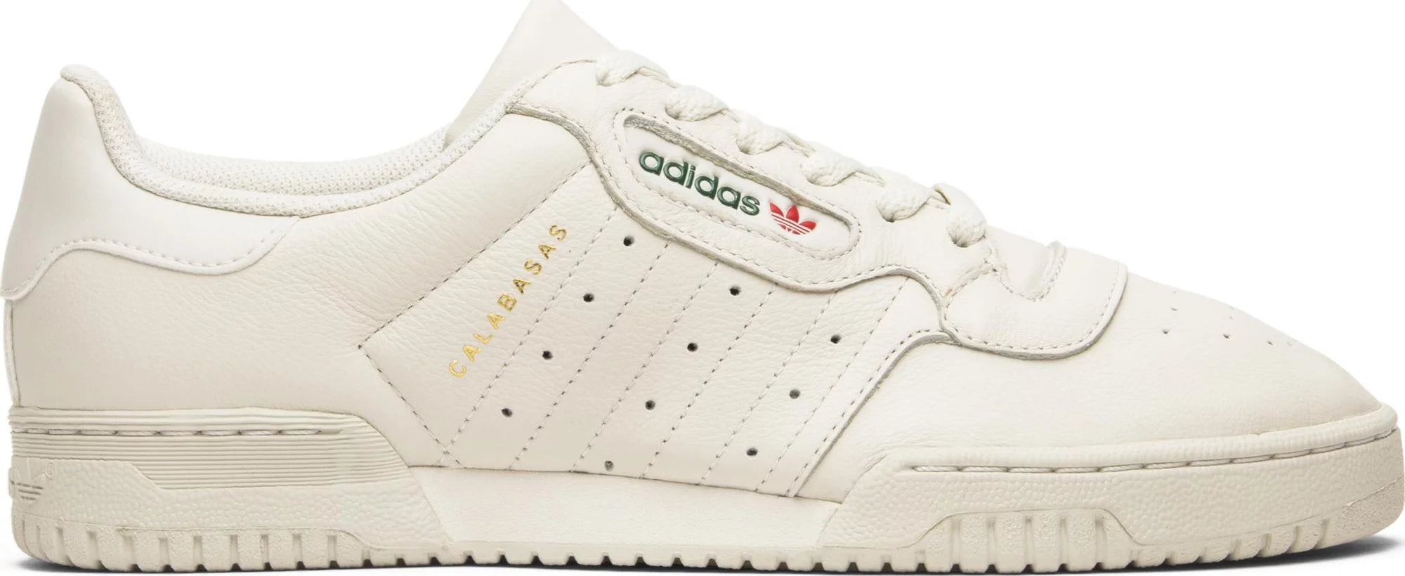 Front view of Adidas Yeezy Powerphase Calabasas in CWHITE, showcasing the clean design