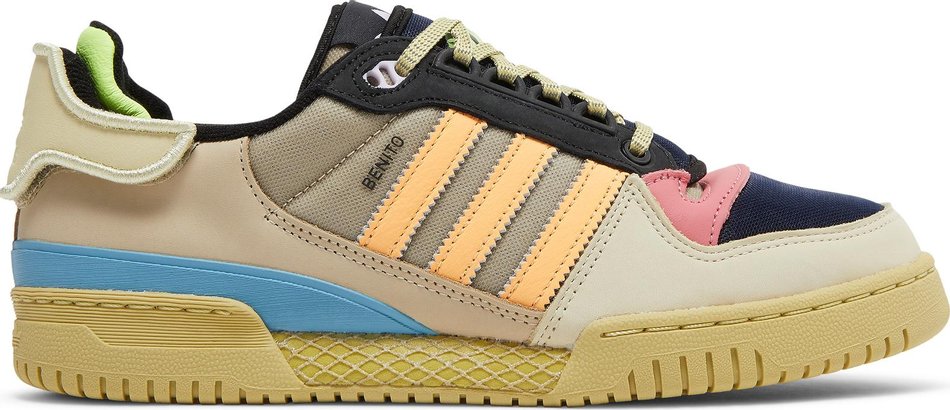Side view of Adidas Forum Powerphase Bad Bunny Edition sneakers showcasing the unique colorway.