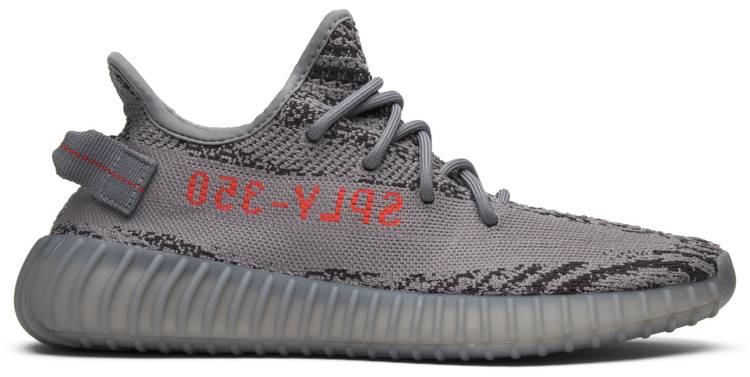 Side view of Yeezy Boost 350 V2 Beluga 2.0 sneakers showcasing the grey and orange design