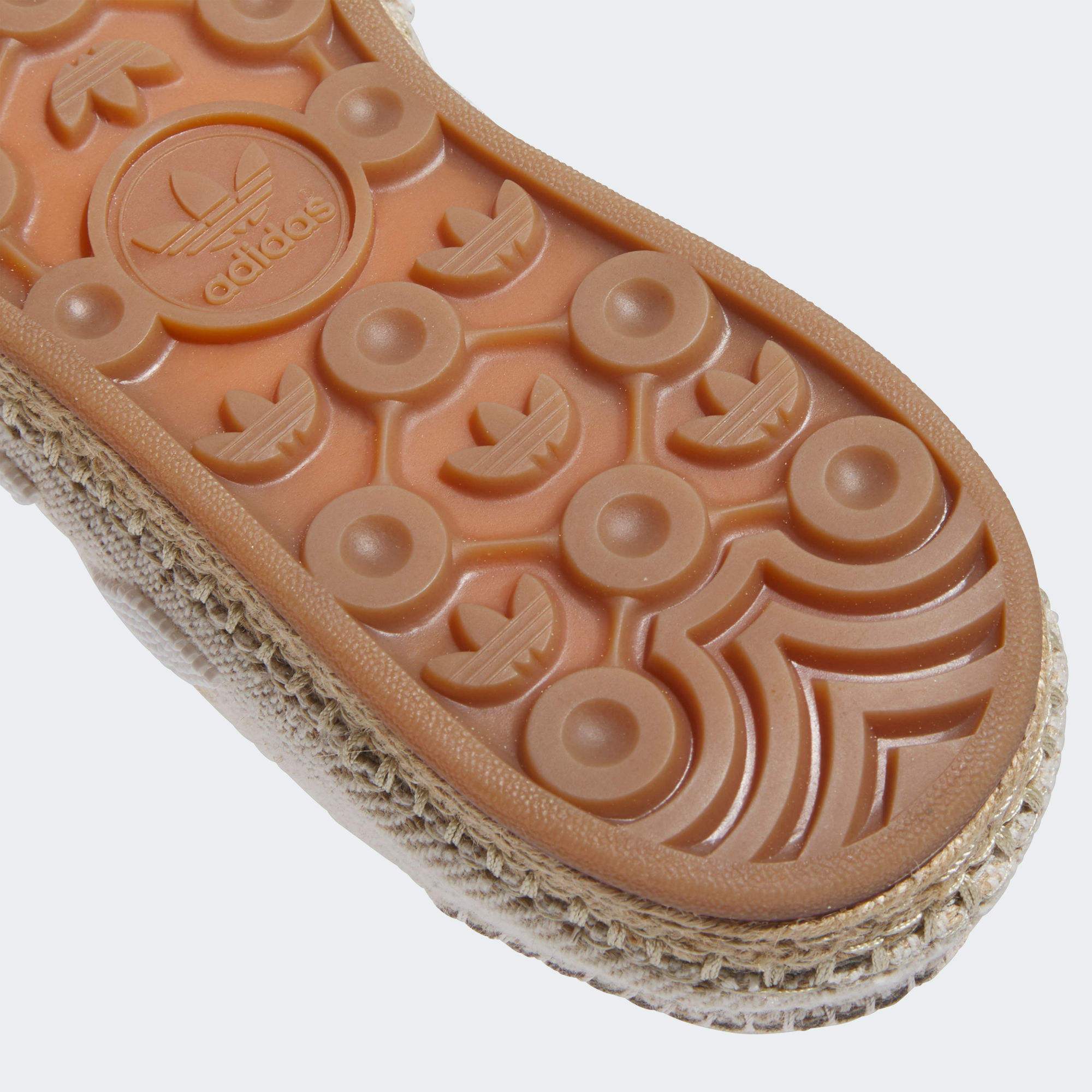 Side view of Adidas CLOT Gazelle Halo Ivory sneakers highlighting the embroidered glass beaded stripes