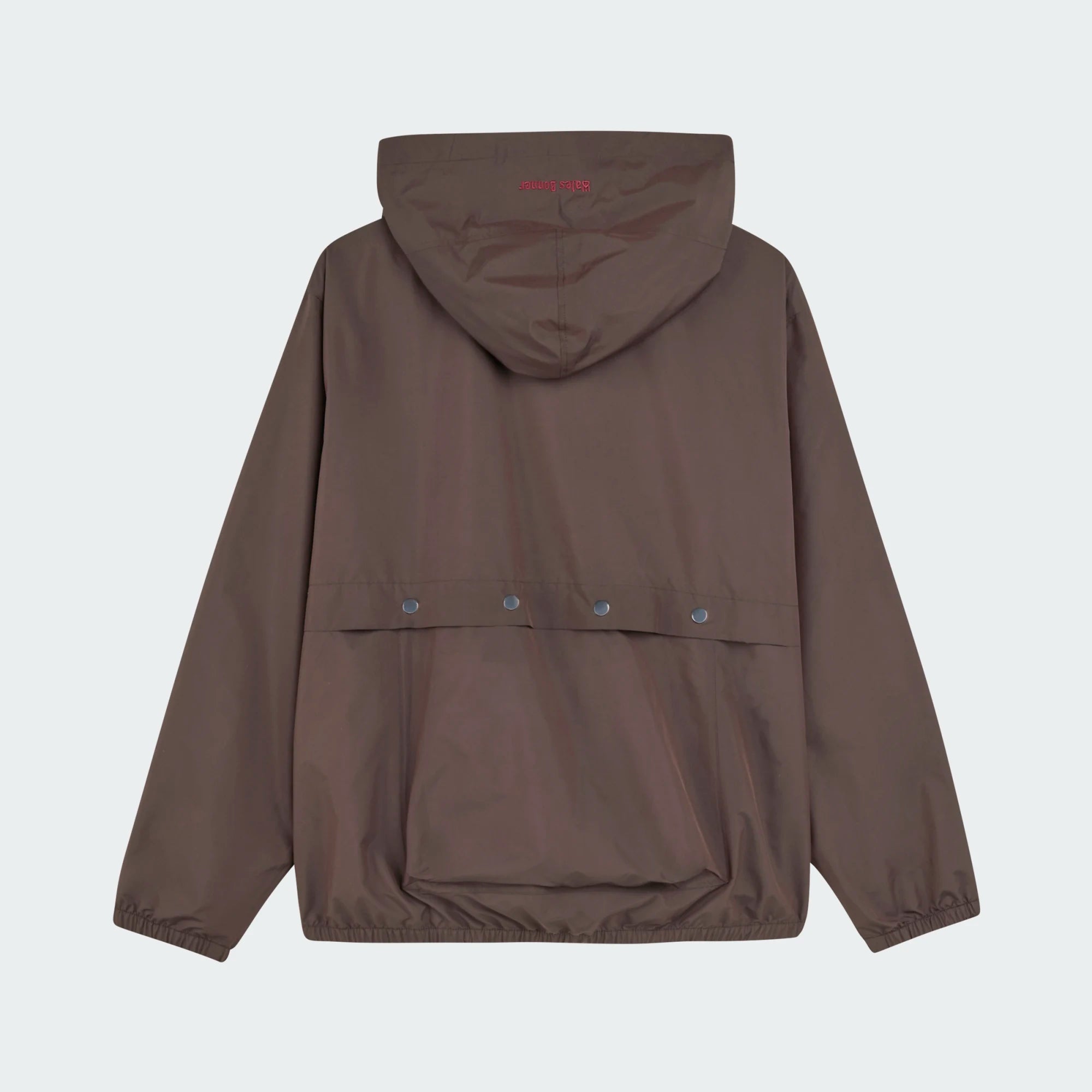 Back view highlighting snap-button pocket and bold red 3-Stripes on sleeves