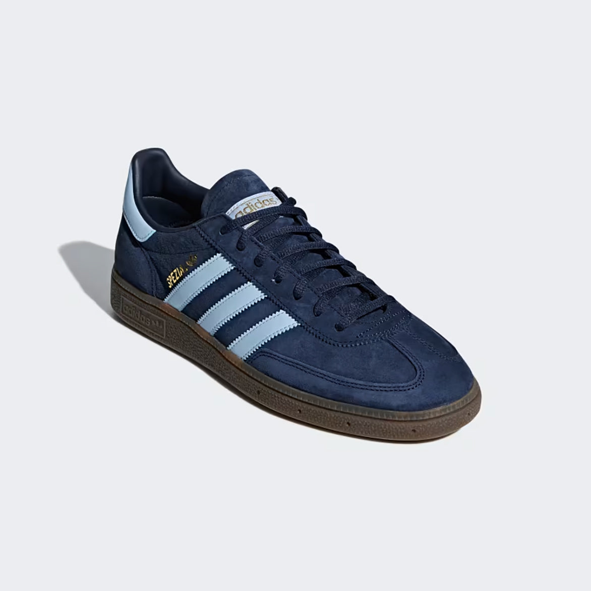 Side profile of handball Spezial sneakers highlighting the leather accents and sole