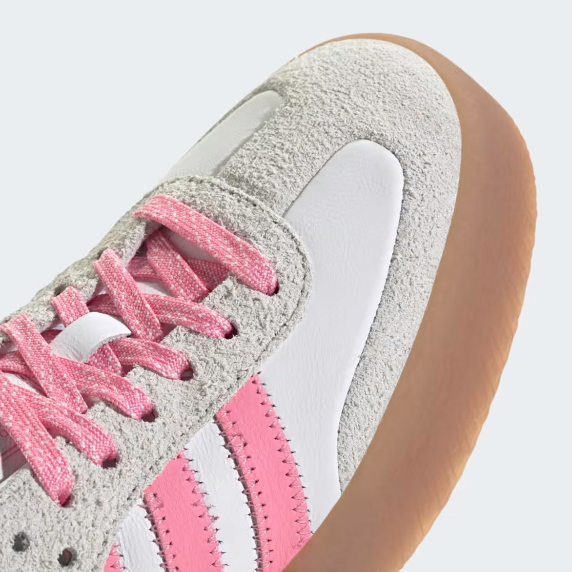 Top view of Adidas Sambae shoes highlighting the thick sole and design details