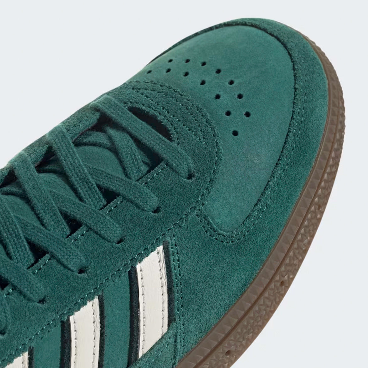 Side angle of limited release adidas Handball Spezial showing suede overlays and gold ‘SPEZIAL’ lettering