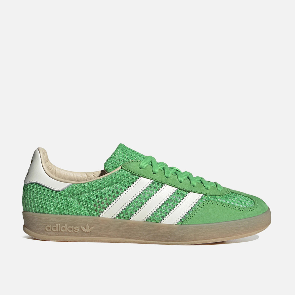 Adidas Gazelle Energy Green sneakers from the side showcasing the suede overlays.