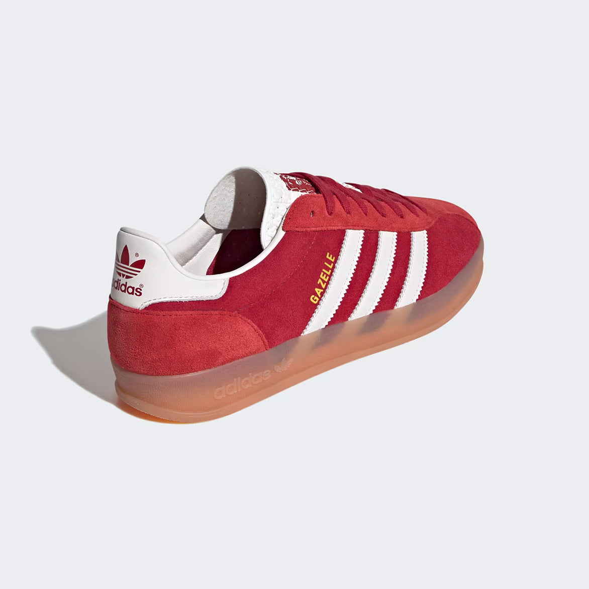Top-down view of the Gazelle Indoor Pro sneakers, emphasizing the unique tongue tag and lacing.