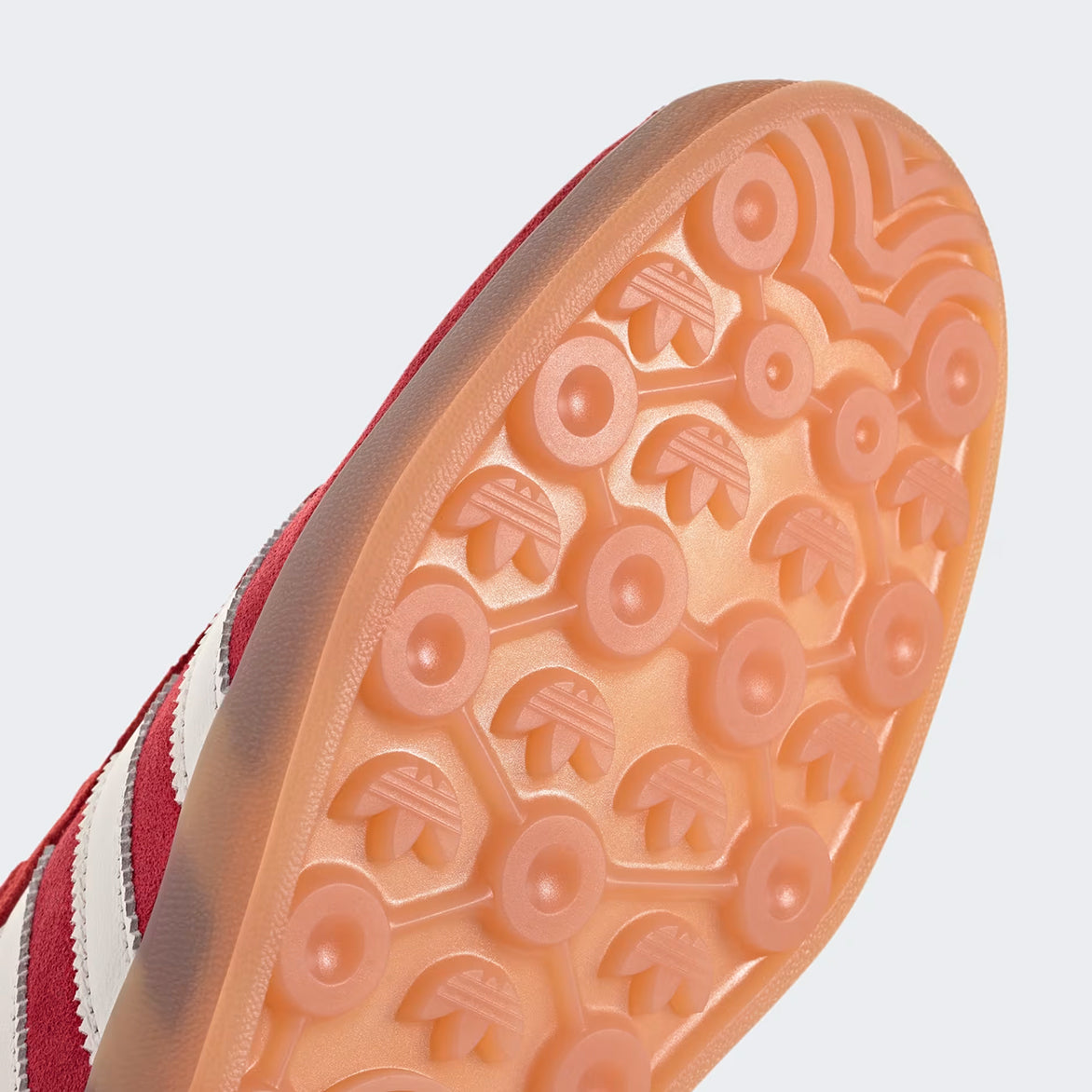 Top-down view of the Gazelle Indoor Pro sneakers, emphasizing the unique tongue tag and lacing.