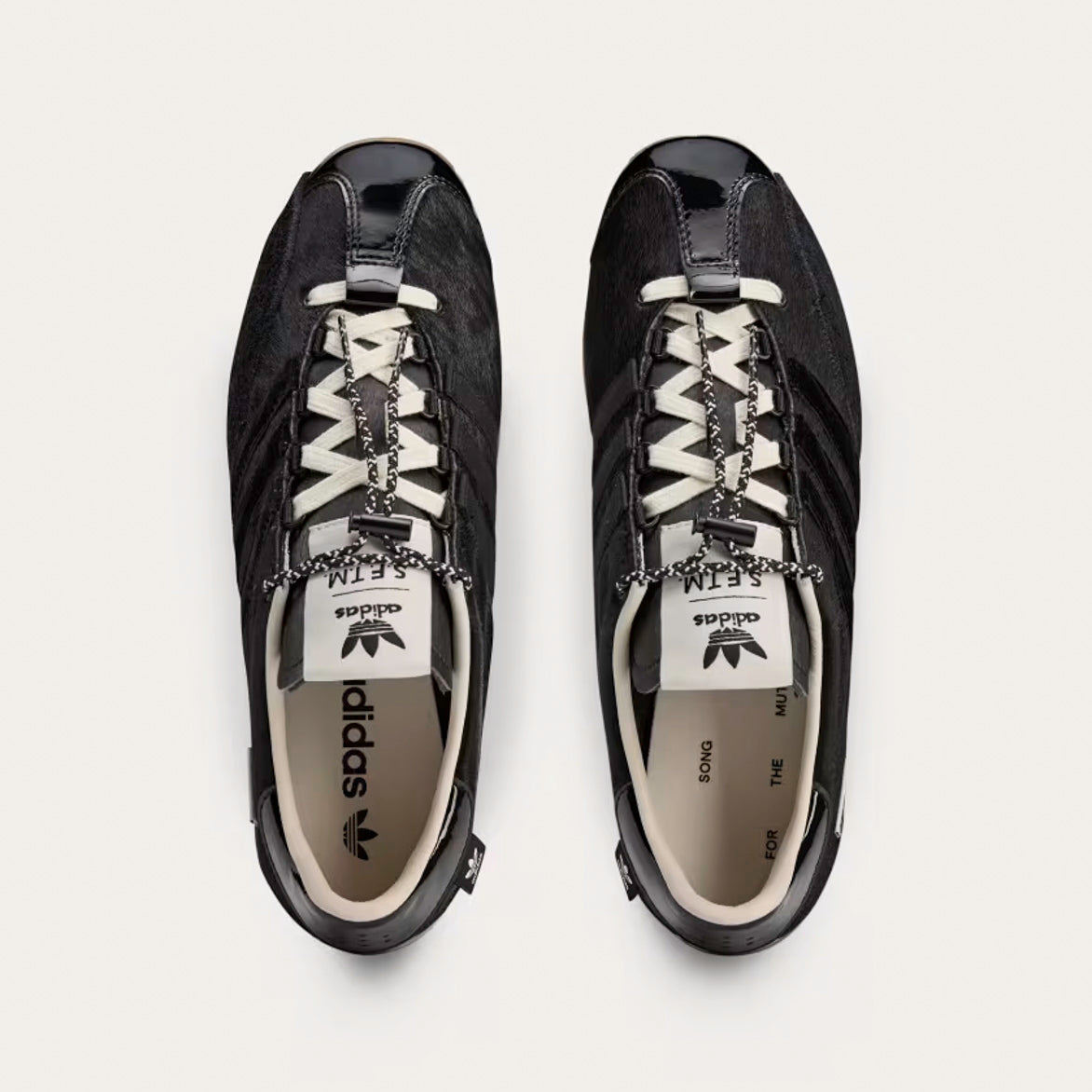 Close-up of the adidas Country OG by Song For The Mute, showing patent leather and suede texture