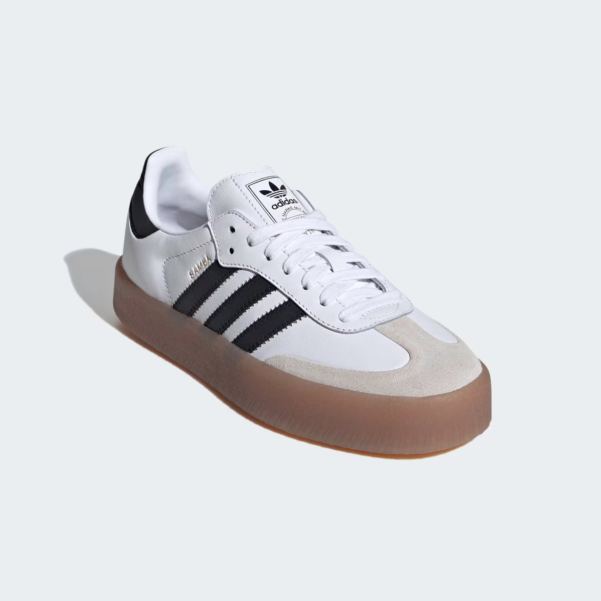 Adidas Sambae Cloud White sneakers worn in a casual setting, perfect for everyday fashion.