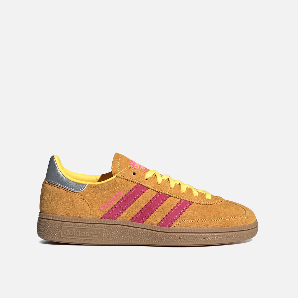 Retro Handball Spezial women's sneakers in Spark Pink, showing the side view with tonal overlays.