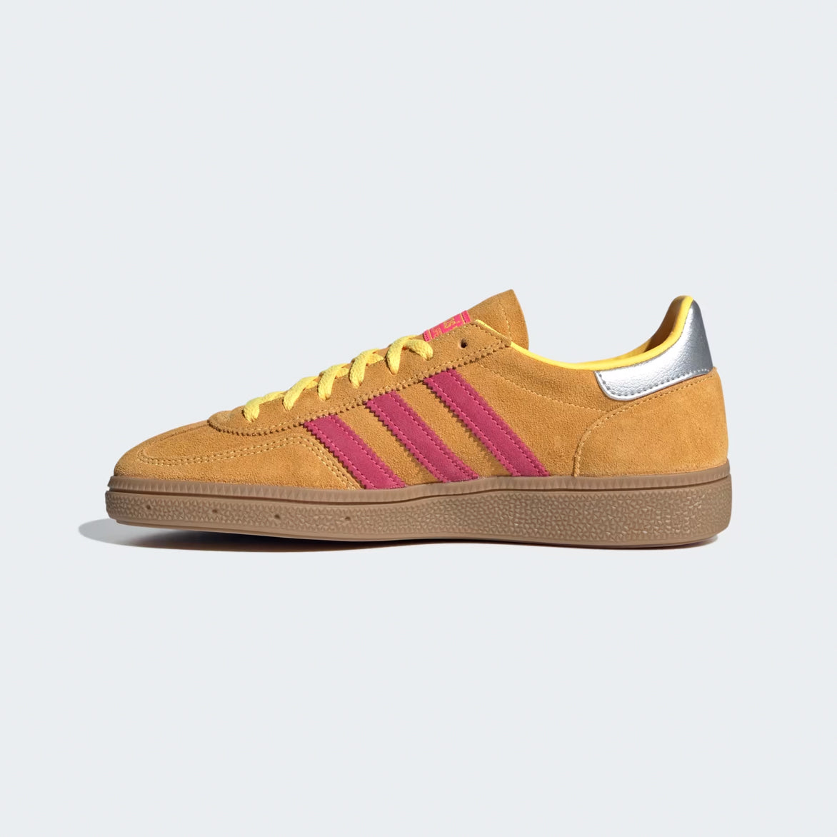 Retro Handball Spezial womens sneakers in Spark Pink, showing the side view with tonal overlays.
