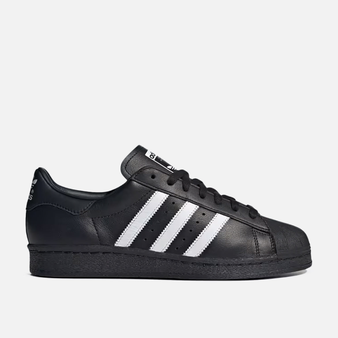 adidas superstar 82 black leather sneakers with shell toe detail