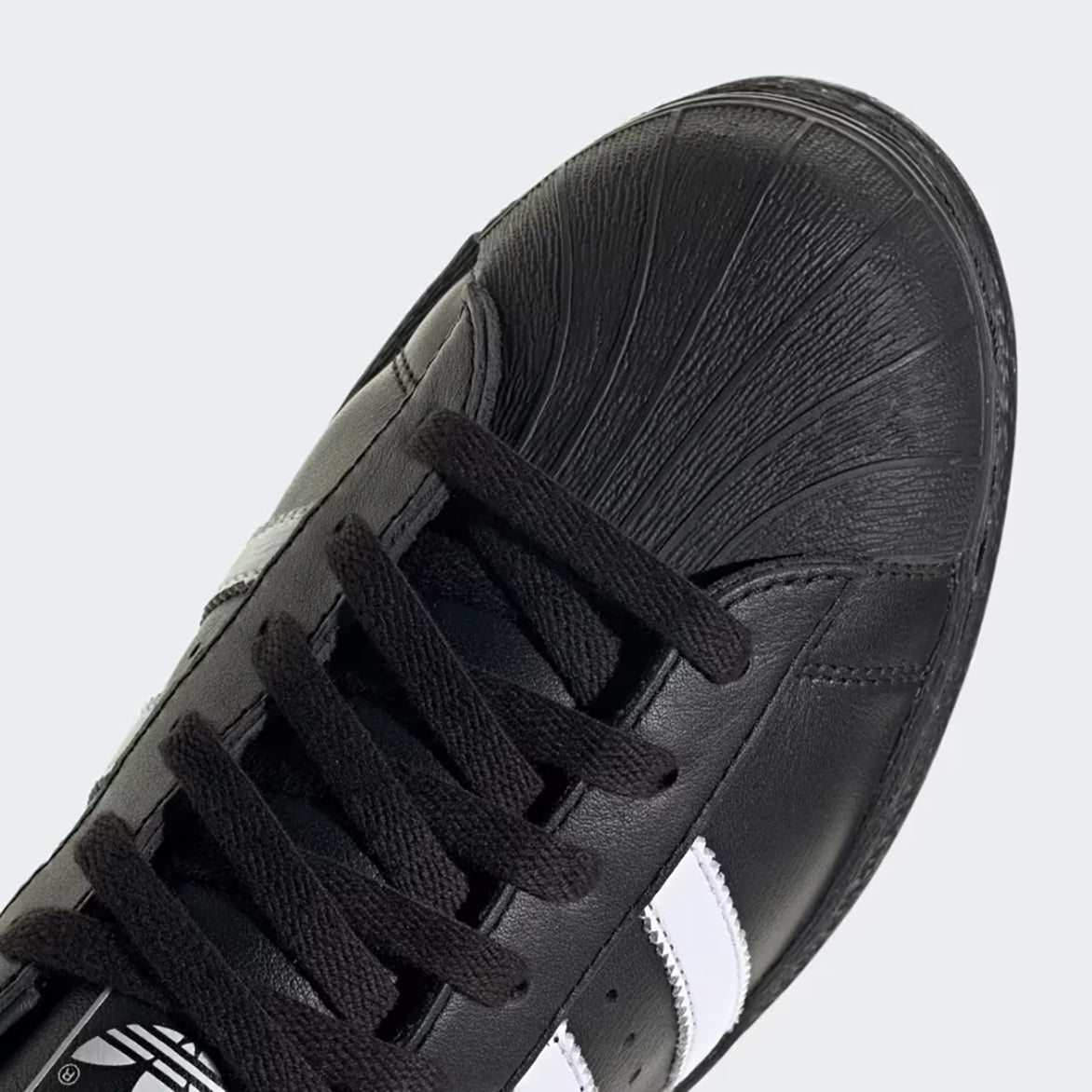 adidas superstar 82 black leather sneakers with shell toe detail
