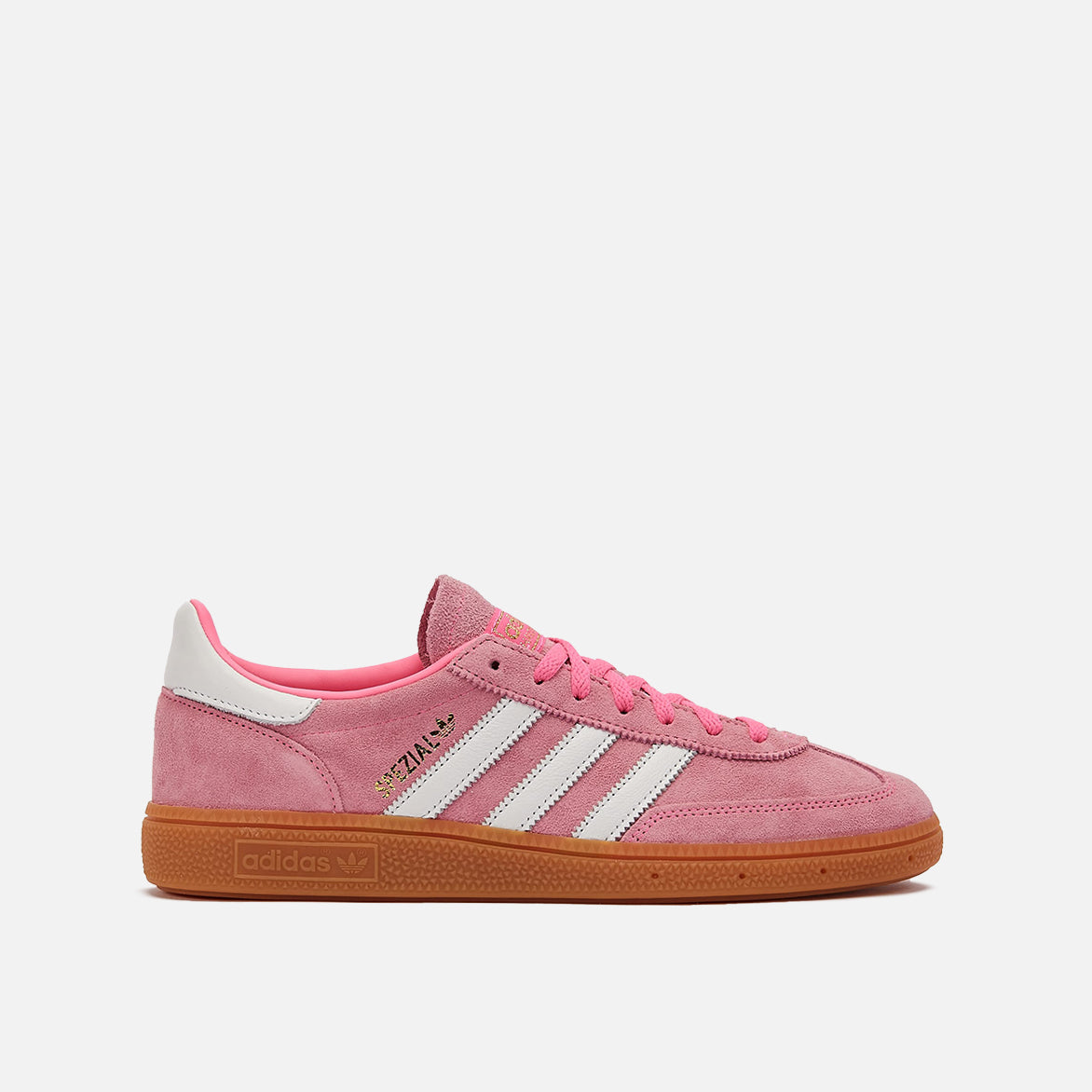 Lucid Pink Handball Sneakers for women showcasing pink suede and white leather details