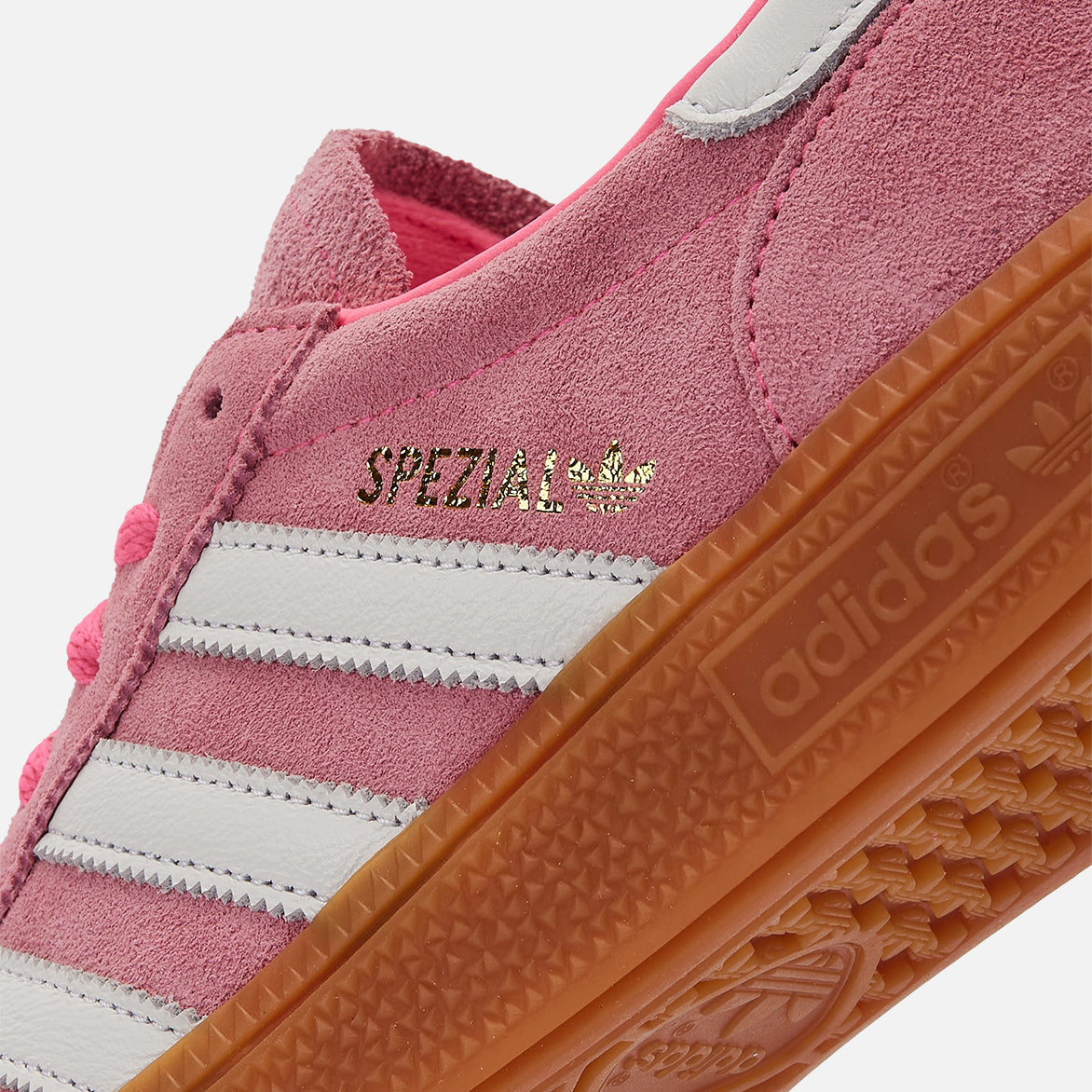 Lucid Pink Handball Sneakers for women showcasing pink suede and white leather details