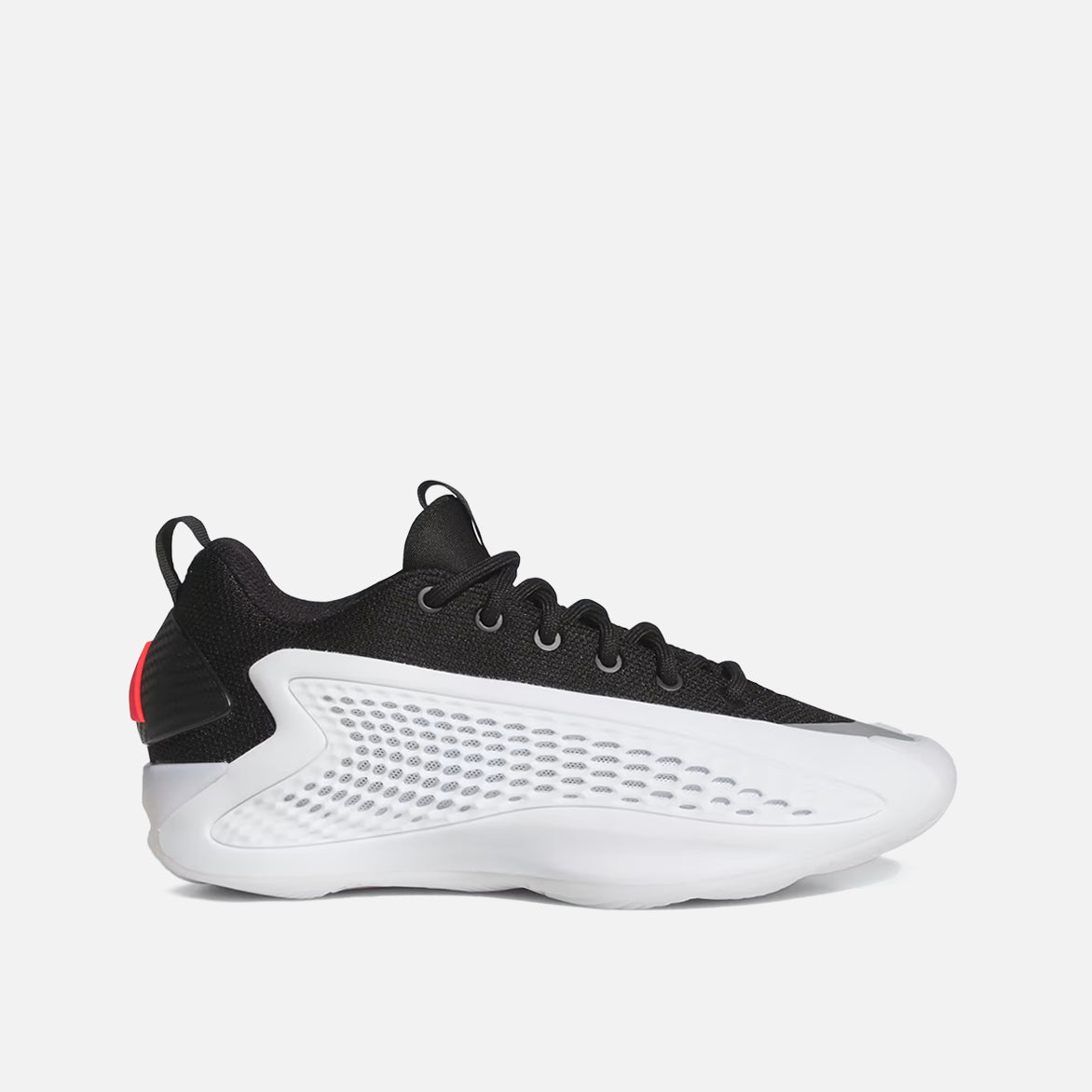 Side view of AE 1 Low Stormtrooper basketball sneakers showing sleek black mesh upper