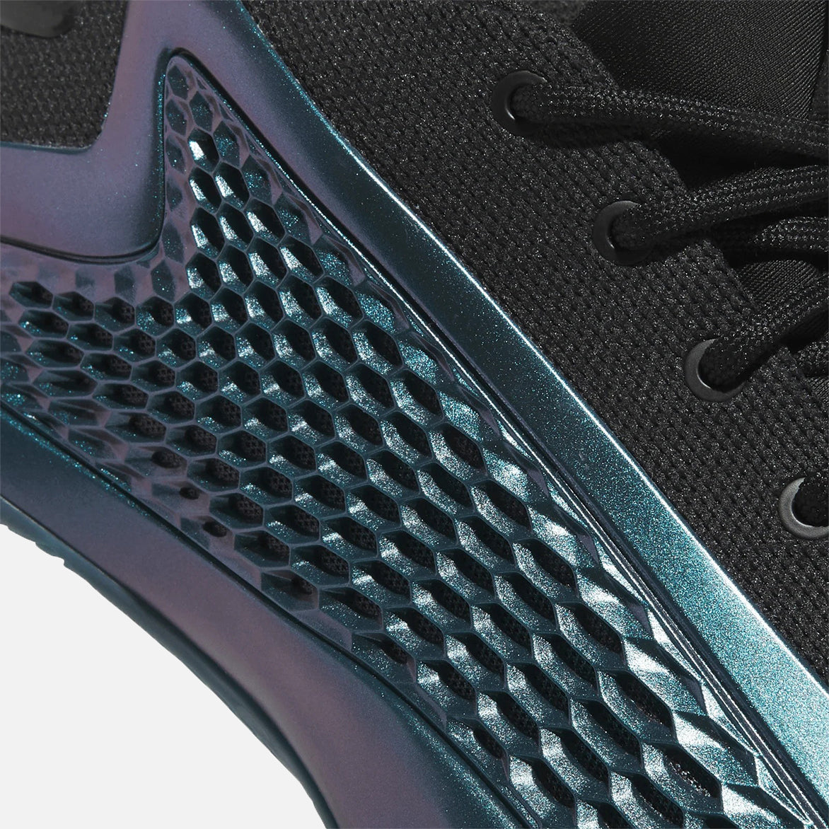 Anthony Edwards shoes AE 1 Low Arctic Night front view showing the sleek black mesh upper