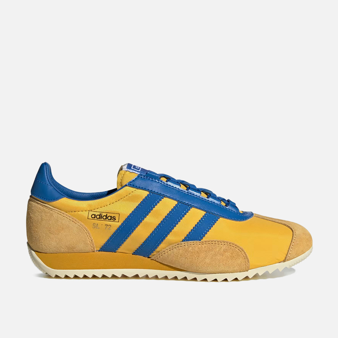 Adidas SL 72 PT sneakers showing side profile with yellow and blue colors