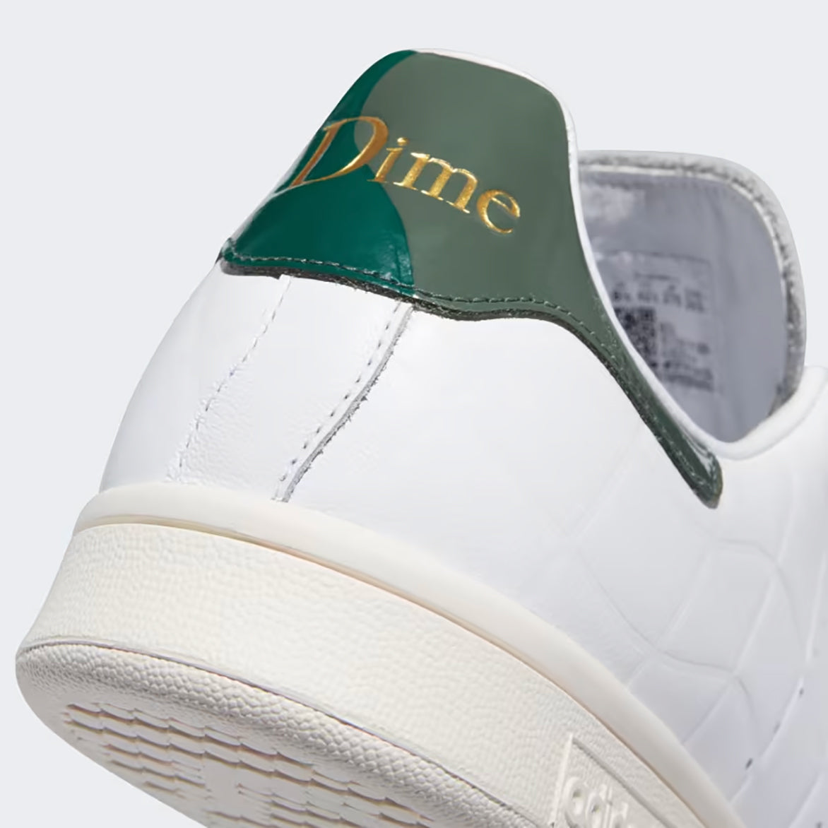 Detail shot of the quilted weave pattern on the DIME x Adidas sneakers